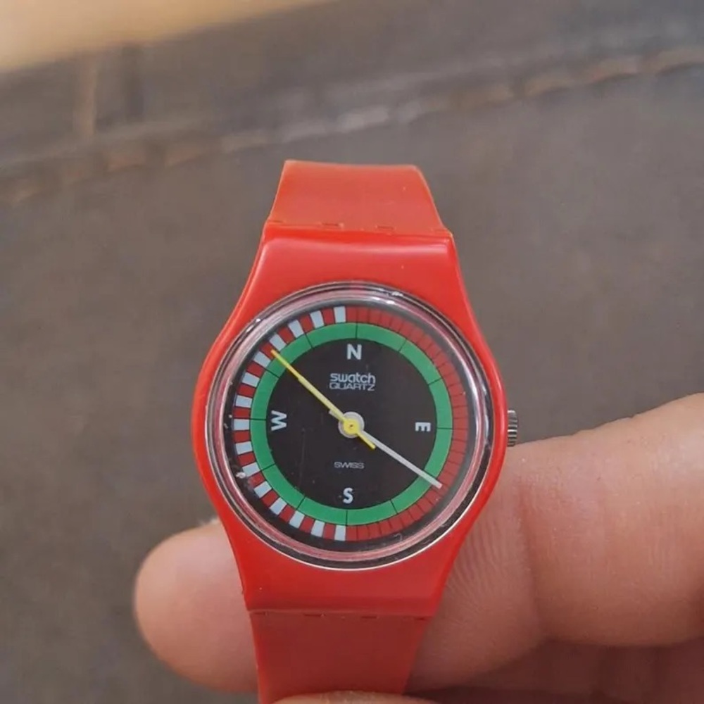 Swatch Red and Black Quartz Smartwatch
